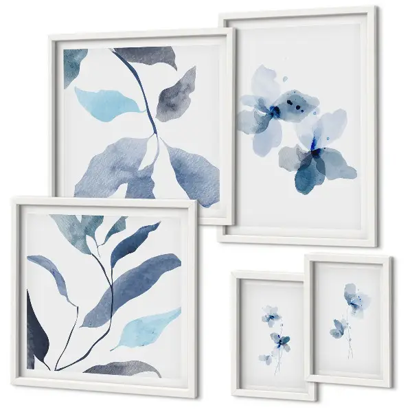 Moderne schilderijen set met stijlvolle aquarelbloemen