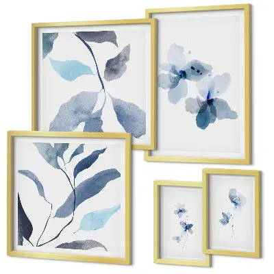 Moderne schilderijen set met stijlvolle aquarelbloemen