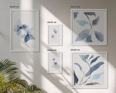 Moderne schilderijen set met stijlvolle aquarelbloemen