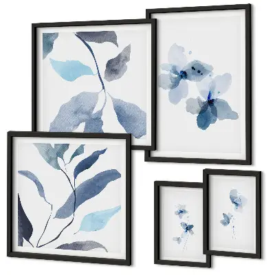 Moderne schilderijen set met stijlvolle aquarelbloemen