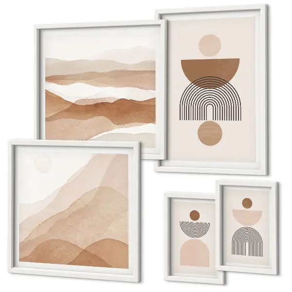 Gallery wall met abstracte aardcomposities
