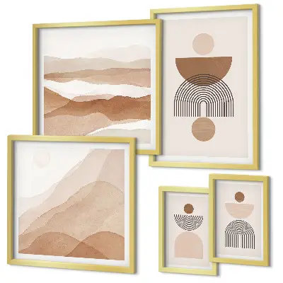 Gallery wall met abstracte aardcomposities