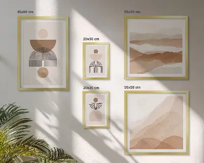 Gallery wall met abstracte aardcomposities
