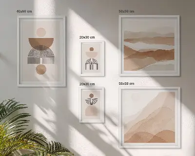 Gallery wall met abstracte aardcomposities