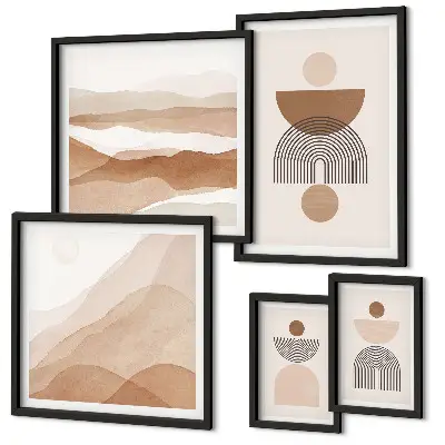 Gallery wall met abstracte aardcomposities