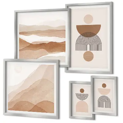 Gallery wall met abstracte aardcomposities