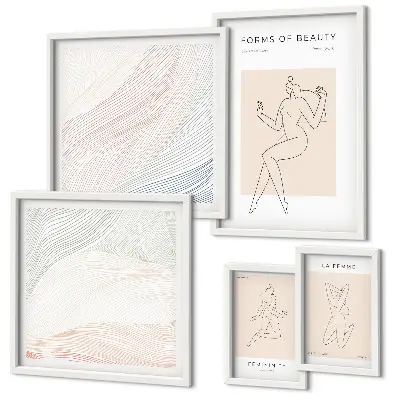 Wanddecoratie compositie vormen van schoonheid met silhouetlijnen
