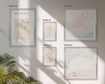 Wanddecoratie compositie vormen van schoonheid met silhouetlijnen