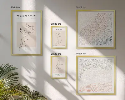 Wanddecoratie compositie vormen van schoonheid met silhouetlijnen