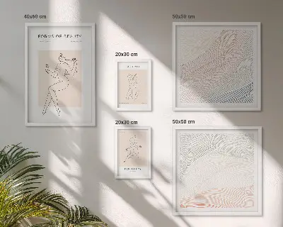 Wanddecoratie compositie vormen van schoonheid met silhouetlijnen