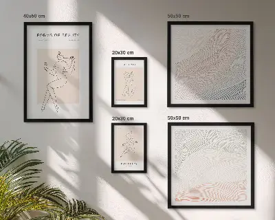 Wanddecoratie compositie vormen van schoonheid met silhouetlijnen