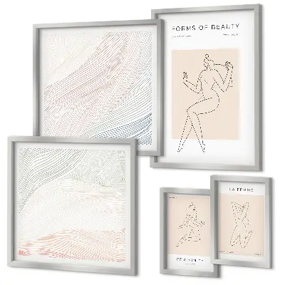 Wanddecoratie compositie vormen van schoonheid met silhouetlijnen