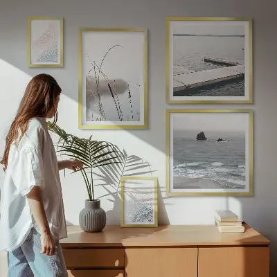Schilderijenset zeegezichten minimalistische stijl