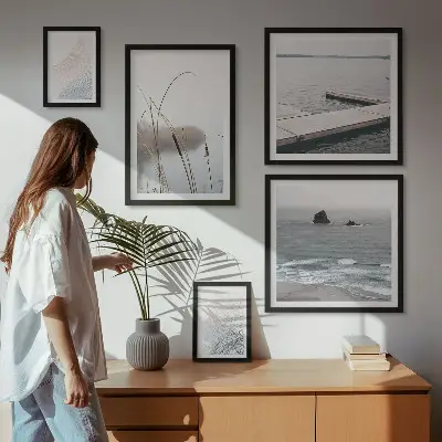 Schilderijenset zeegezichten minimalistische stijl