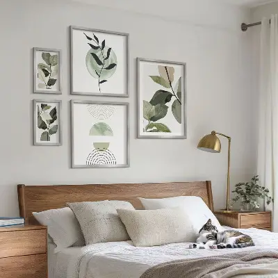 Wanddecoratie met plantmotieven scandinavische compositie