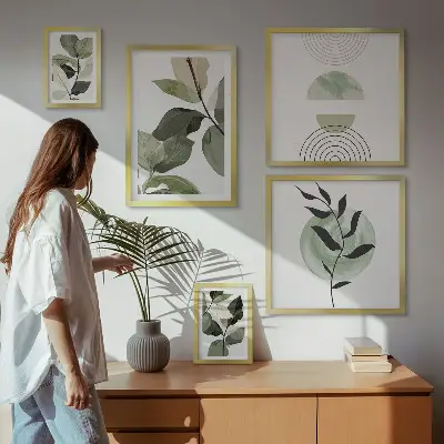 Wanddecoratie met plantmotieven scandinavische compositie