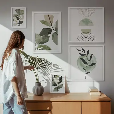 Wanddecoratie met plantmotieven scandinavische compositie
