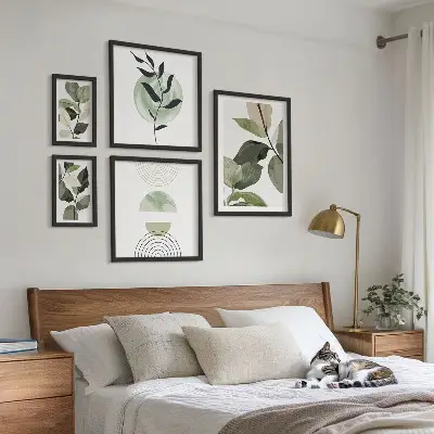 Wanddecoratie met plantmotieven scandinavische compositie