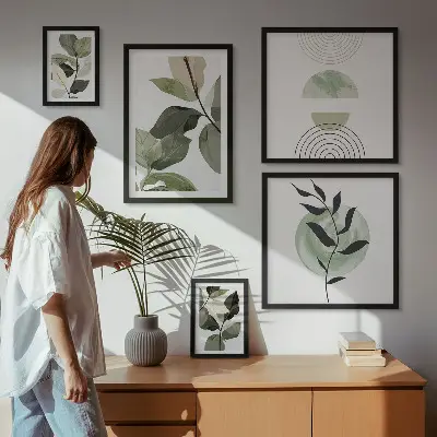 Wanddecoratie met plantmotieven scandinavische compositie