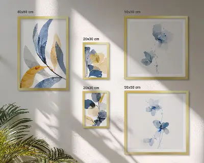 Set moderne schilderijen met plantenmotieven in pastelkleuren