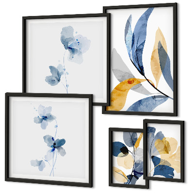 Moderne schilderijen set Plantenmotieven in pastelkleurige interieurs