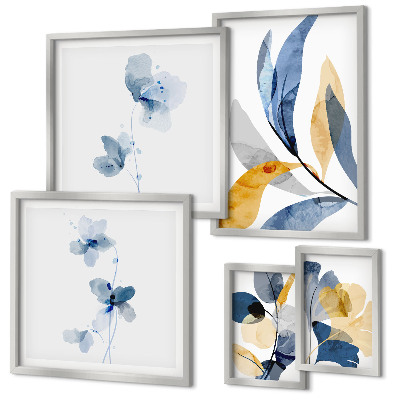 Moderne schilderijen set Plantenmotieven in pastelkleurige interieurs
