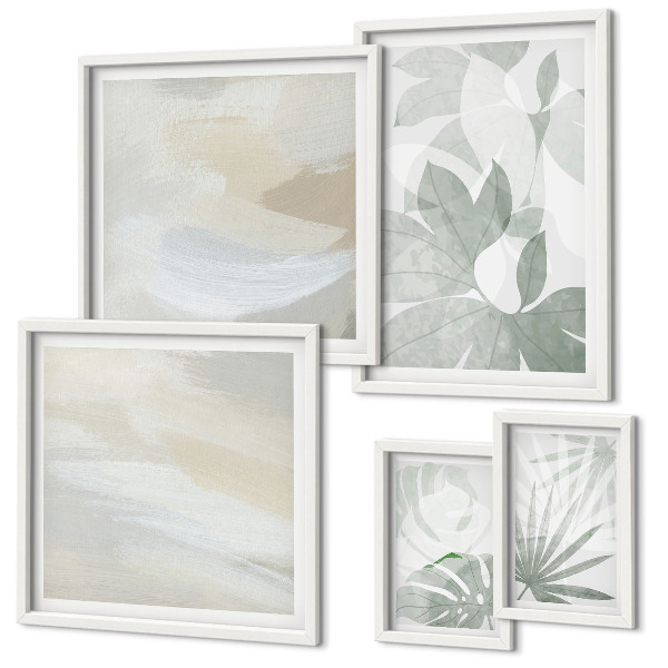 Gallery wall Grijze en witte plantmotieven
