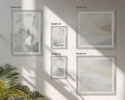 Gallery wall met grijze en witte plantmotieven