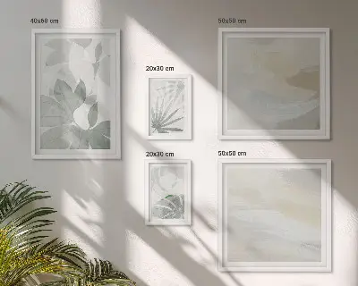 Gallery wall met grijze en witte plantmotieven