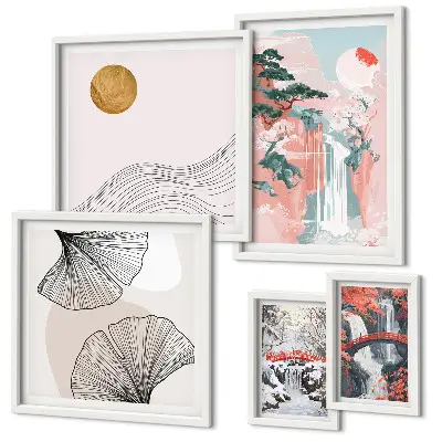 Wanddecoratie compositie Watervallandschappen Japan