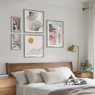 Wanddecoratie compositie met watervallandschappen van Japan