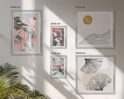 Wanddecoratie compositie met watervallandschappen van Japan