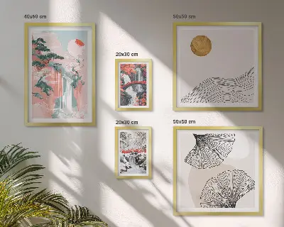 Wanddecoratie compositie met watervallandschappen van Japan