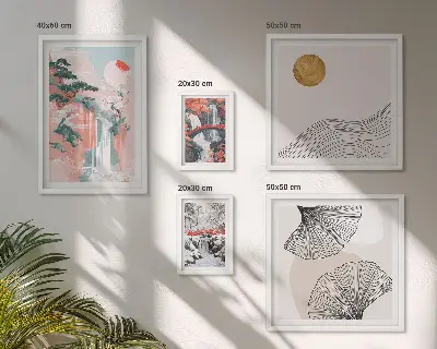 Wanddecoratie compositie met watervallandschappen van Japan