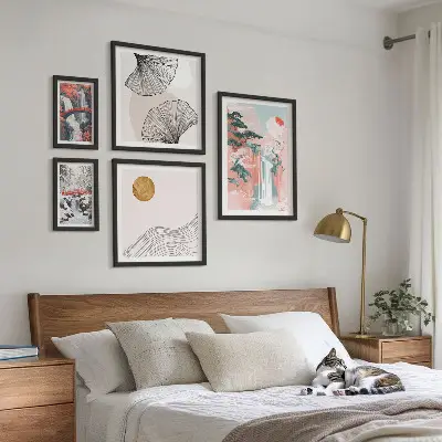 Wanddecoratie compositie met watervallandschappen van Japan