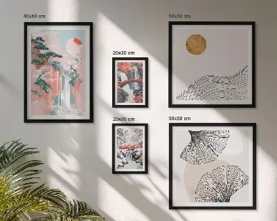 Wanddecoratie compositie met watervallandschappen van Japan