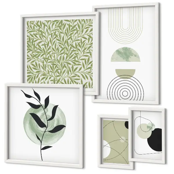 Set van moderne schilderijen met abstracte geometrische planten