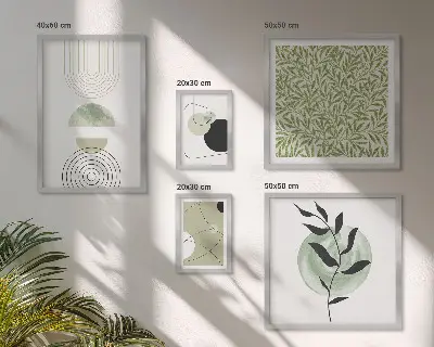 Set van moderne schilderijen met abstracte geometrische planten