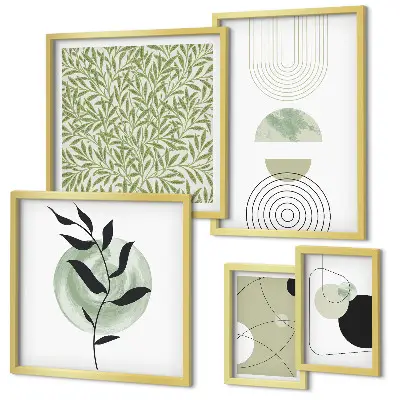 Set van moderne schilderijen met abstracte geometrische planten
