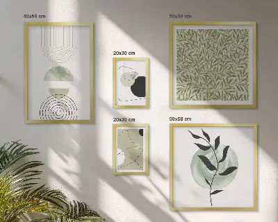 Set van moderne schilderijen met abstracte geometrische planten