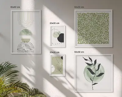 Set van moderne schilderijen met abstracte geometrische planten