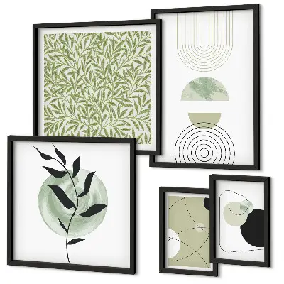 Set van moderne schilderijen met abstracte geometrische planten