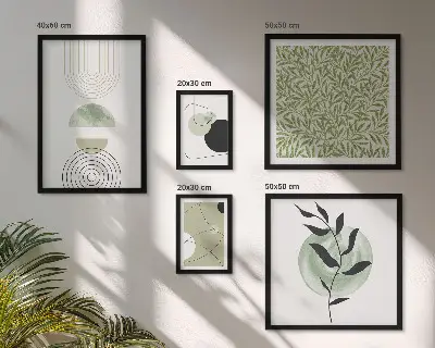 Set van moderne schilderijen met abstracte geometrische planten