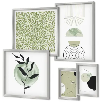 Set van moderne schilderijen met abstracte geometrische planten