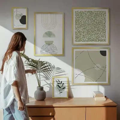 Gallery wall met abstracte plantvormen