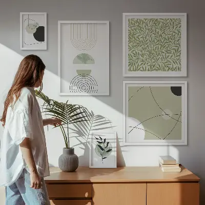 Gallery wall met abstracte plantvormen