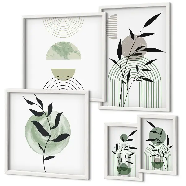 Wanddecoratie met planten stijlvolle compositie van plantafbeeldingen