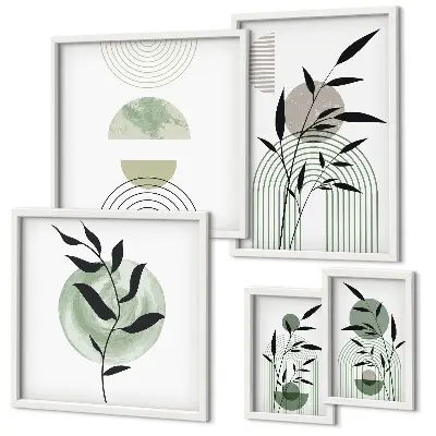 Wanddecoratie met planten stijlvolle compositie van plantafbeeldingen