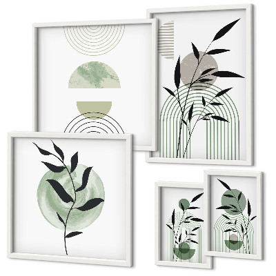 Wanddecoratie compositie Stijlvolle plantafbeeldingen