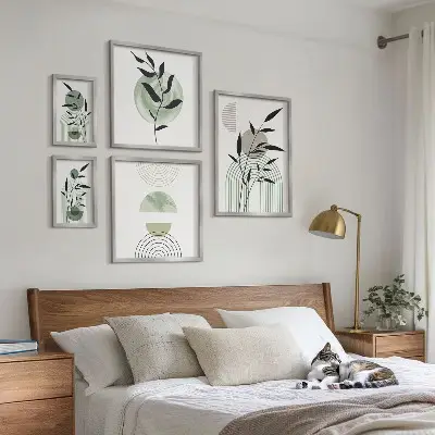 Wanddecoratie met planten stijlvolle compositie van plantafbeeldingen